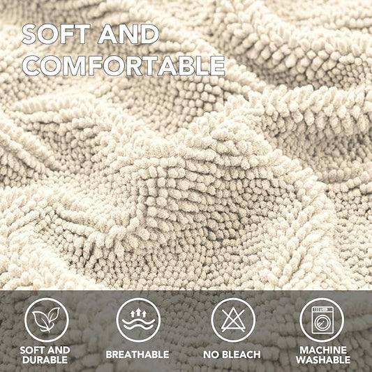 H.VERSAILTEX Non Slip Pet Couch Cover Chenille Dog Bed Protector Thick Soft Sofa Slipcover Pet Friendly Washable Couch Cushion Covers for Pets (30" x 70", Ivory)