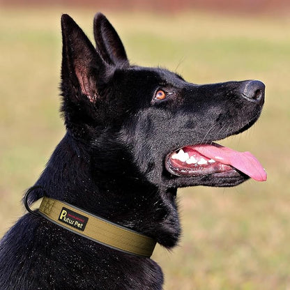 Plutus Pet Tactical Dog Collar, Reflective, Adjustable Heavy Duty Dog Collar, Soft Padded and Comfortable, for Small Medium and Large Dogs (Brown, M)
