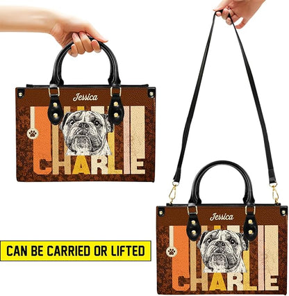 Personalized Pet Mom Leather Handbag – Custom Name Dog Cat Photo Purse, Pet Lover Gifts for Women, Christmas