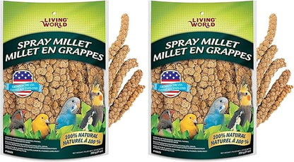 Living World – Millet Spray for Birds,7 Oz – Premium Treat for Budgies,Canaries,Finches,Cockatiels and Other Pet Birds,(Pack of 2)