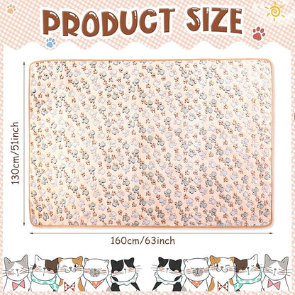 Tatuo 4 Pcs Dog Blanket for Pet Cat Blankets Indoor Puppy Teething Stuff Toys Paw Print Fleece Soft Blanket Sleep Mat for Guinea Pig Cage(White, Coffee, Pink, Purple,XXX-Large(51 x 63 Inch),Square)