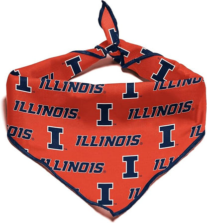 Illinois Fighting Illini Officially Licensed Bandana for Dogs and Cats | Fits Pets Great Gift Idea | Easy-to-Tie (Small, 13")