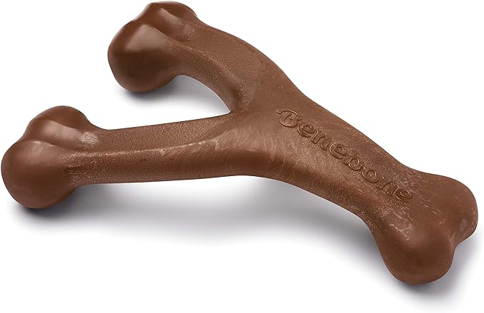 Benebone Wishbone Durable Dog Chew Toy for Aggressive Chewers, Real Peanut, Made in USA, Large
