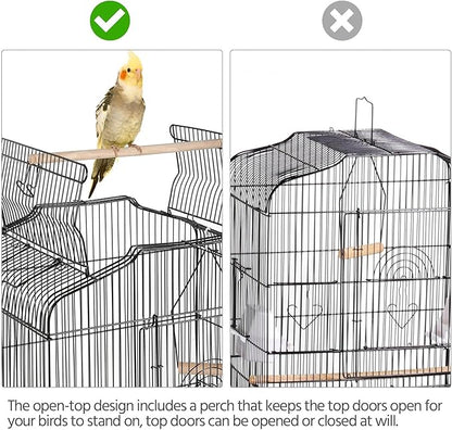Yaheetech 41-inch Open Top Medium Bird Cages for Parakeets Finches Canaries Lovebirds Small Quaker Parrots Cockatiels Budgie Green Cheek Conure Travel Pet Flight Birdcage