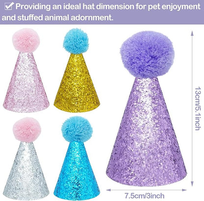 PET SHOW 5 Pack Small Dog Birthday Hats Party Hats for Medium Dogs Cats Adjustable Holiday Hats Headband Hats Pet Grooming Costume Accessories