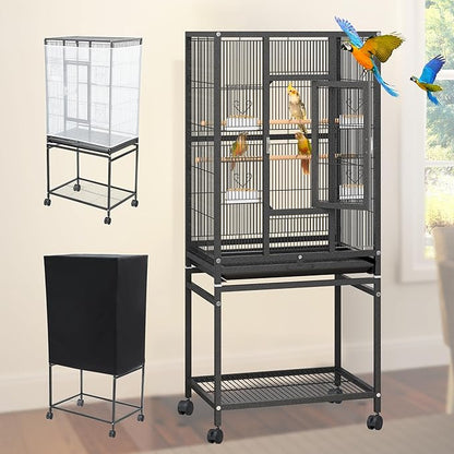 YINTATECH 53 inches Bird Cage Seed Catcher & Birdcage Cover, Bird Cages for Parakeets, Parrot, Cockatiel, Pigeon, Finch cage for Birds
