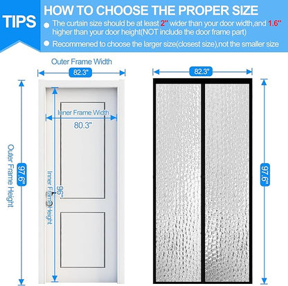 RELIANCER Magnetic Thermal Insulated Door Curtain,Waterproof EVA Door Cover,Fit Doors Size Up to 80"x96",Temperature Protection Insulated Doorway Curtain Partition,Patio Self-Closing Doors Net Screen