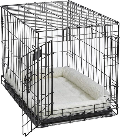 MidWest Homes for Pets QuietTime Dog Bed – White Fleece Bolster, Ultra-Soft and Machine Washable, Fits 30-Inch Crates and Carriers, for Medium Breed Dogs