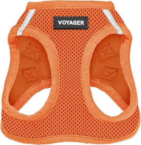 Best Pet Supplies Voyager Step-in Air Harness - All Weather Mesh, Reflective, No Pull Harness for Dogs, Cats - Secure with Hook & Loop Fastener, Buckle, Double D-Rings - Orange, XXS