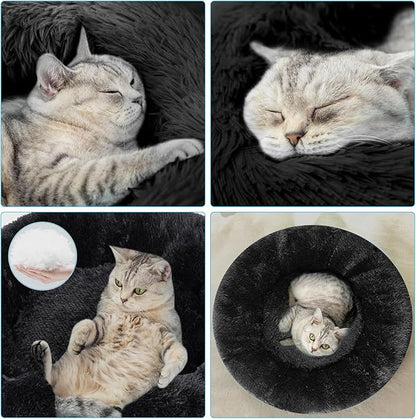 Dog Bed for Small Medium Large Dogs, 24 inch Calming Dogs Bed, Washable-Round Cozy Soft Pet Bed for Puppy and Kitten with Slip-Resistant Bottom