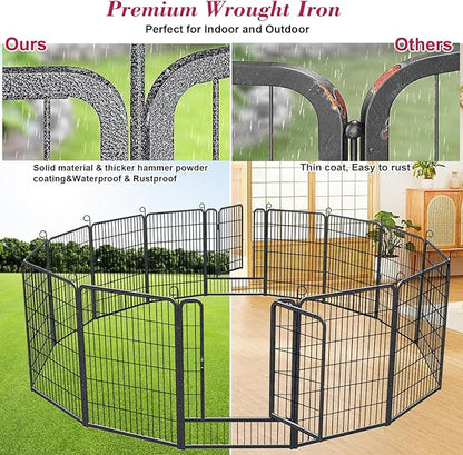 Dog Playpen, 40 inch 14 Panels Dog Pen Indoor Pet Dog Fence Outdoor for Yard Metal Puppy Playpen Pet Exercise Pen Rustproof Portable Dog Fence for RV Camping