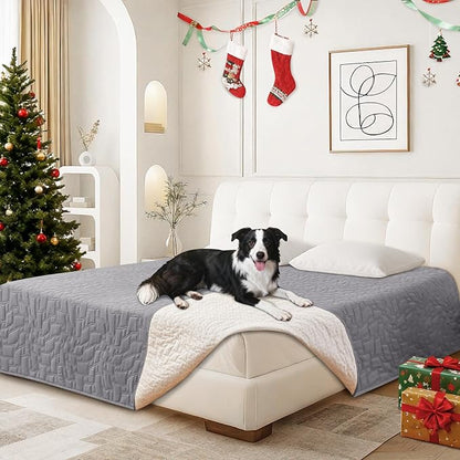 Waterproof Dog Bed Cover, Non-Slip Dog Blanket for Couch, Couch Covers for Dogs Washable, Pet Blanket for Furniture, Pet Bed Mat for Sofa, Car, Pet Supplies (52x82 Inch, Light Grey)