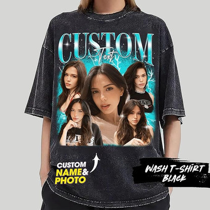NAZENTI Custom Bootleg Rap Tee, Custom T-Shirts with Picture, Retro Custom Bootleg, Valentine's Gifts for Him Her