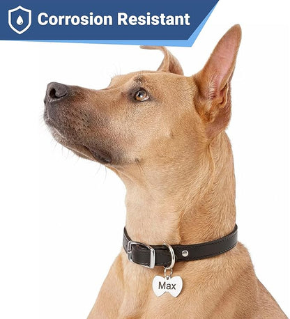 GoTags Stainless Steel Pet ID Tags, Personalized Dog Tags and Cat Tags, up to 8 Lines of Custom Text, Engraved on Both Sides, in Bone, Round, Heart, Bowtie and More (Bow Tie, Small (Pack of 1))