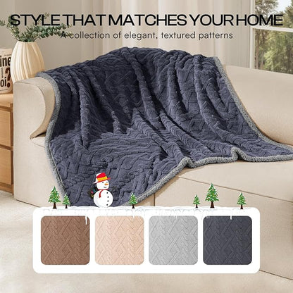 Luciphia Waterproof Pet Blanket, Liquid Pee Proof Dog Blankets for Sofa Bed Couch, Reversible Sherpa Fleece Furniture Protector Cover for Small Medium Large Dogs Cats,Dark Grey X-Large（85" x 57"）