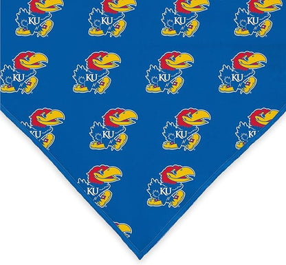 Kansas Jayhawks Officially Licensed Bandana for Dogs and Cats | Fits Pets Great Gift Idea | Easy-to-Tie (Small, 13")
