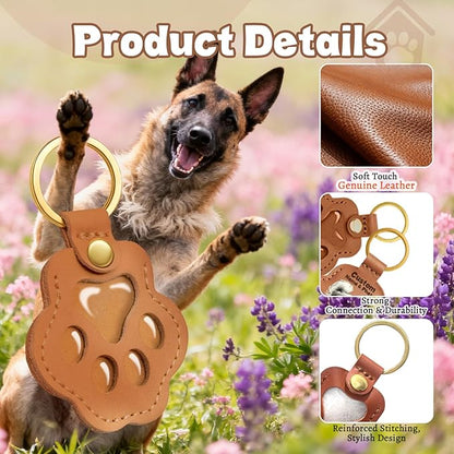 Personalized Pet Memorial Gifts for Dogs, Custom Name Paw Shaped Leather Keychain, Dog Fur Keepsake for Bag or Key