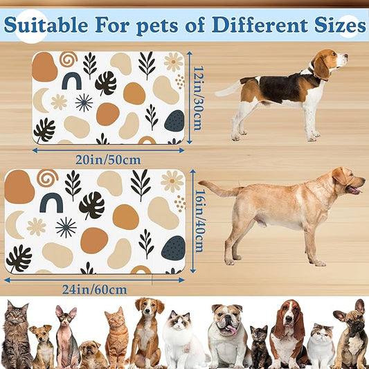 Boho Style Dog Food Mat–Christmas Stocking Absorbent Quick Dry Feeding Placemat for Food and Water Bowls, Non Slip Rubber Backing, Waterproof Pet Supplies for Mess-Free Eating 12"x20"
