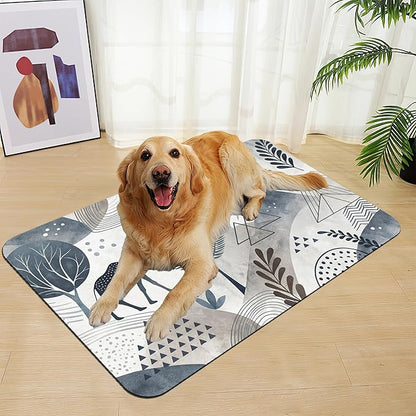 Watercolor Desert Camel Pet Feeding Mat for Floors–Christmas Stocking Absorbent Quick Dry Dog Cat Bowl Mat for Food and Water, Non Slip Waterproof Base, Mess-Free Feeding Accessories 12"x20"