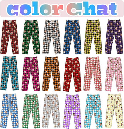 Custom Pajamas Pants Plaid Personalized Funny PJ Pant Design with Face Pajama for Men Women Dog Pet
