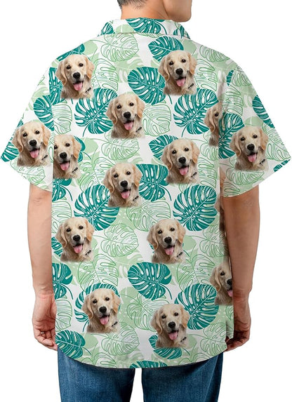DILYPOD Custom Hawaiian Shirt with Face, Personalized Button Down Hawaiian Shirts for Men, Women, Photo Hawaiians Shirt