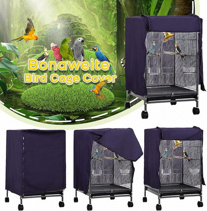 QBLEEV Birdcage Cover, Breathable Night Cover for Bird Cages, Parrot Cage Cover Shade Pet Universal Blackout Windproof Light-Proof Sleep Reduces Distractions Night Accessories Cloth Without Cage