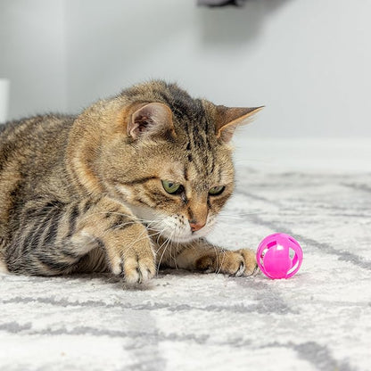SPOT Slotted Balls Cat Toy - Interactive Cat Toys for Indoor Cats to Chase, Hunt and Stimulate - Jingle Bell Inside for Sound When Batted Around - Safe and Non-Toxic - 1.5" Assorted 4-Pack