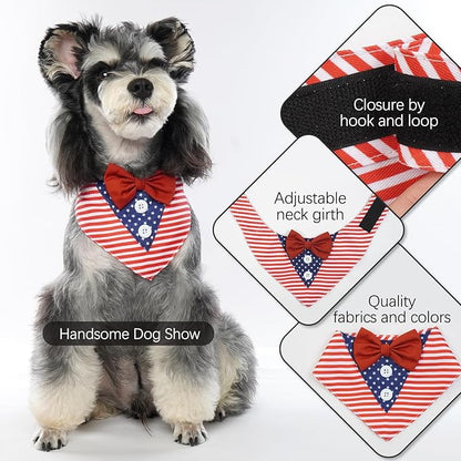 FUAMEY Dog Tuxedo American Flag for Large Dogs,Dog Formal Suit Dogs Attire Pet Bow Tie Puppy Party Costumes Cat Tux Outfits Pets Bandana Cosplay Adjustable Bowties 4th of July Independence Day XL