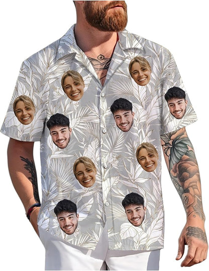 Custom Hawaiian Shirt with Face Photo Picture for Men Women Kids Youth Adult, Tropical Personalized Hawaiian Shirts Gift