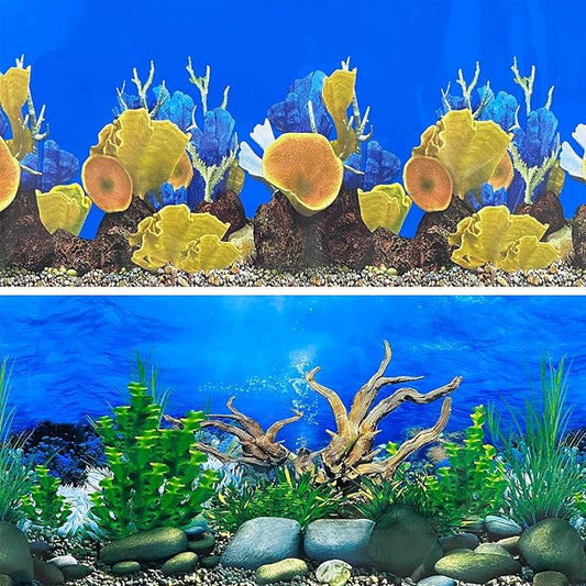 Aquarium Background Seabed Coral Rock Water Plants Fish Tank Backdrop 10 20 Gallon Fish Tank Background for Aquarium