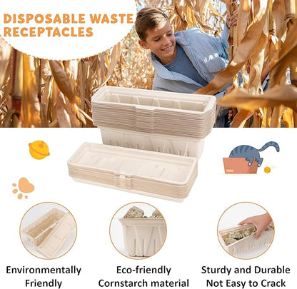 30 Packs Disposable Waste Receptacles Compatible with Nature's Miracle Litter Box 2nd & Littermaid Litter Box 3rd, Kitten Litter Trays with Charcoal Bags, Cat Supplies (Machine NOT Included)