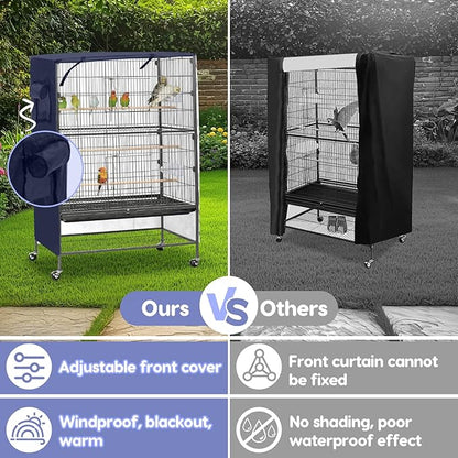 Bird Cage Cover, Large Birds Cage Covers for Night, Birds Cover for Cage with Adjustable Front Curtain, Blackout & Breathable Birdcage Covers for Parrot, Small Animals(Not Include Bird Cage)