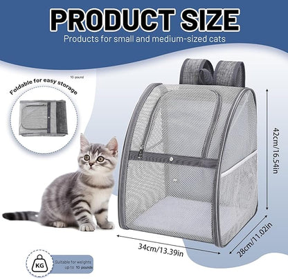 Breathable cat Backpack - Lightweight, Foldable & Escape-Proof Design for Small Dogs & Cats, Air Travel Approved,cat Backpack Carrier，Travel, and Daily Use pet Carrier