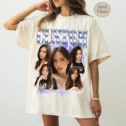 NAZENTI Custom Bootleg Rap Tee, Custom T-Shirts with Picture, Retro Custom Bootleg, Valentine's Gifts for Him Her