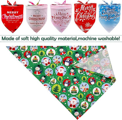 30 Pcs Christmas Happy New Year Dog Bandanas Bulk for Dogs Stitch Dog Bandanas Party Grooming M