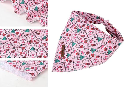 Lionet Paws Cotton Christmas Dog Bandanas Pink,Gloves Tree Comfortable Dog Bandana Bibs Scarf Dogs Kerchief,Autumn Scarves for Medium Large Dogs Pets