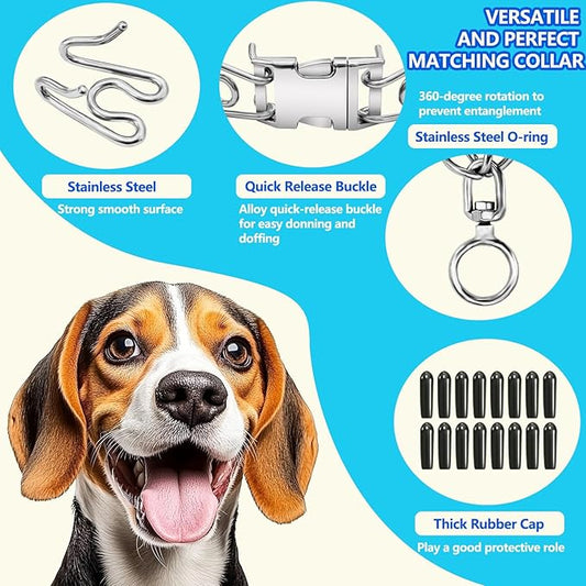 Stainless Steel Dog Collar, Tangle-Free 360° Swivel Collar with Quick-Release Buckle, Adjustable for Small, Medium and Large Dogs (XL-4.0mm)