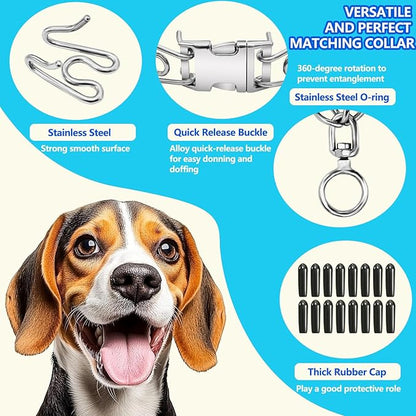Tangle-Free 360° Swivel Collar with Quick-Release Buckle, Stainless Steel Dog Collar, Adjustable for Small, Medium and Large Dogs (L-3.5mm)