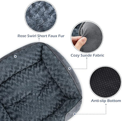 INVENHO X-Large Dog Bed for Large, Medium, Small Dogs - Rectangle, Washable, Orthopedic, Soft Calming Sleeping Puppy Bed - Durable Pet Cuddler with Anti-Slip Bottom - XL (35"x25"x10")