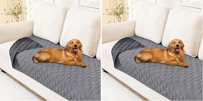 Smiry Waterproof Dog Bed Cover Blanket, Soft Reversible Pet Blanket, Washable Leakproof Cats Dogs Couch Cover for Sofa, Couch, Furniture, Plaid (30x70 Inch, Grey/Dark Grey) (Pack of 2)