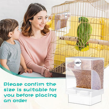 8 Pcs No Mess Bird Feeder Parrot Automatic Feeder Bird Seed Container Water Dispenser for Parakeet Seed Food Container Cage Accessories for Canary Cockatiel Finch