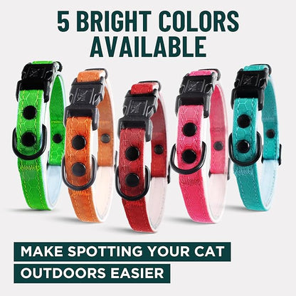 OutdoorBengal Red Breakaway Kitten Collar - Ultra Safe Quick Release Cat Collar for Small Kittens Under 6 Months – Soft-Padded, Lightweight, Adjustable, Thin and Comfortable, No Bell (Red, Kitten)
