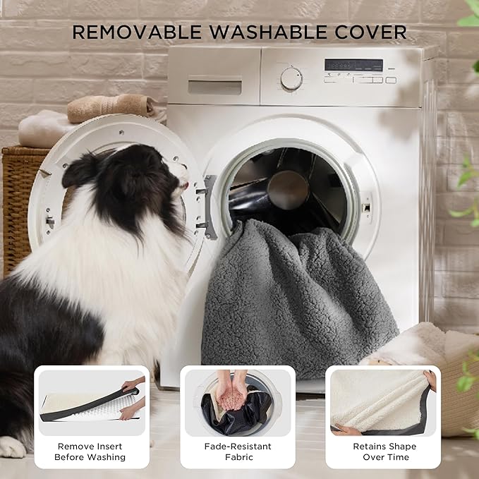 Bedsure Dog Bed Medium Size Dog - Comfy Flat Puppy Beds with Removable Washable Cover, Orthopedic Egg Crate Foam Pet Mat, Suitable for Pet Up to 30 lbs