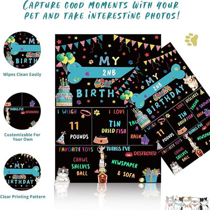 Cat Kitten Birthday Bandanas Cat Birthdays Party Supplies Party Hat Boy with Cat Birthdays Banner Balloons Meow Letter Foil Balloons for Boy Cats Kitten Decorations