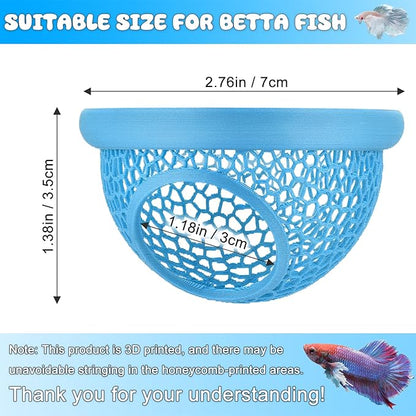 Blue Floating Betta Hide & Shrimp Cave: 3-in-1 Aquarium Hammock, Feeder & Resting Spot for Betta Fish, Shrimp & Small Fish | Eco-Safe PLA