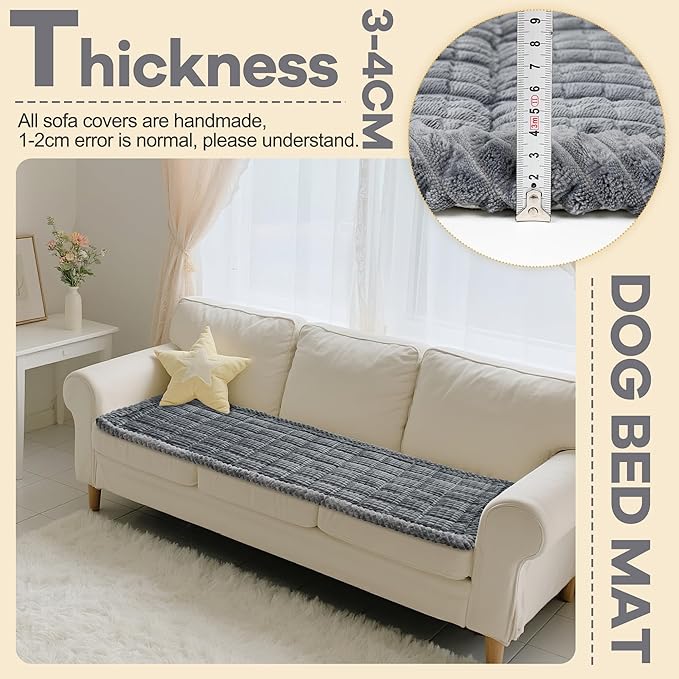 Washable Dog Couch Cover Protector, Non Slip Dog Bed Mat Machine Washable Large Blanket for Dogs, Pet Couches Covers for Sofa (Grey, 27.6 * 70.9 '')