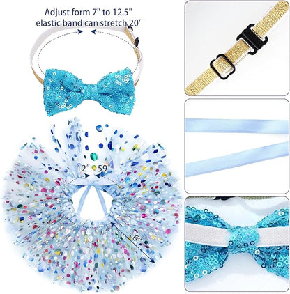 hoyuwak Dog Birthday Party Supplies Girl Dog Birthday Bandana Tutu Set Cute Hat Bow Tie Set for Large Medium Small Dogs