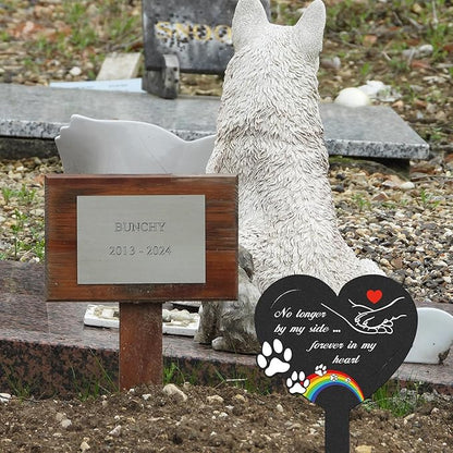 Dog Memorial Grave Stakes - Metal Pets Lover Cemetery Markers Decorations for Humans Heart Plaques Decor for Outdoor Garden Black Bridge Rainbow Personalized Sympathy Yard Remembrance Gifts