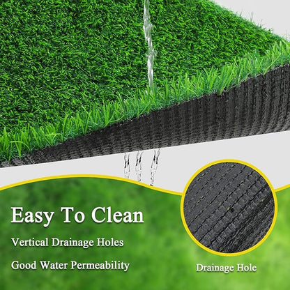 Bsmathom Artificial Grass Rug Indoor Outdoor Rug, Dog Grass Mat with Drainage Holes, Synthetic Artificial Grass Turf Fake Grass Rug Door Mats for Balcony Patio Lawn Garden(51.2 x 31.5Inch)