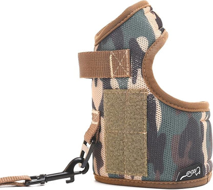 Tactical Kitty Harness and Leash for Walking Escape Proof Breathable Mesh Fabric, Green Jungle Camo, Small, Adjustable Cat Walking Jackets, Padded Stylish Cat Vest